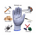 Factory Direct Anti Cut Level 5 HPPE+Fiberglass PU Cut Resistant Gloves with EN388 4543